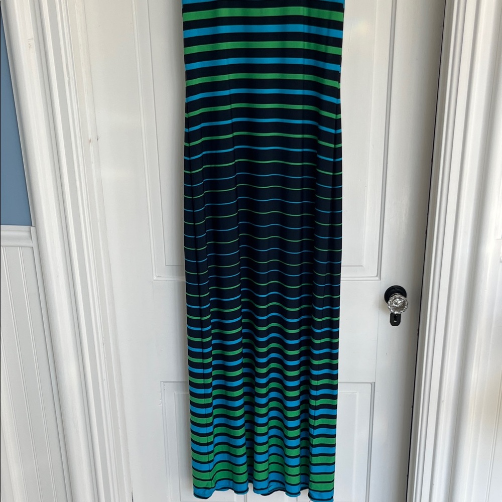Roz & Ali Striped Maxi Dress - Teal and Navy - Picture 3 of 5